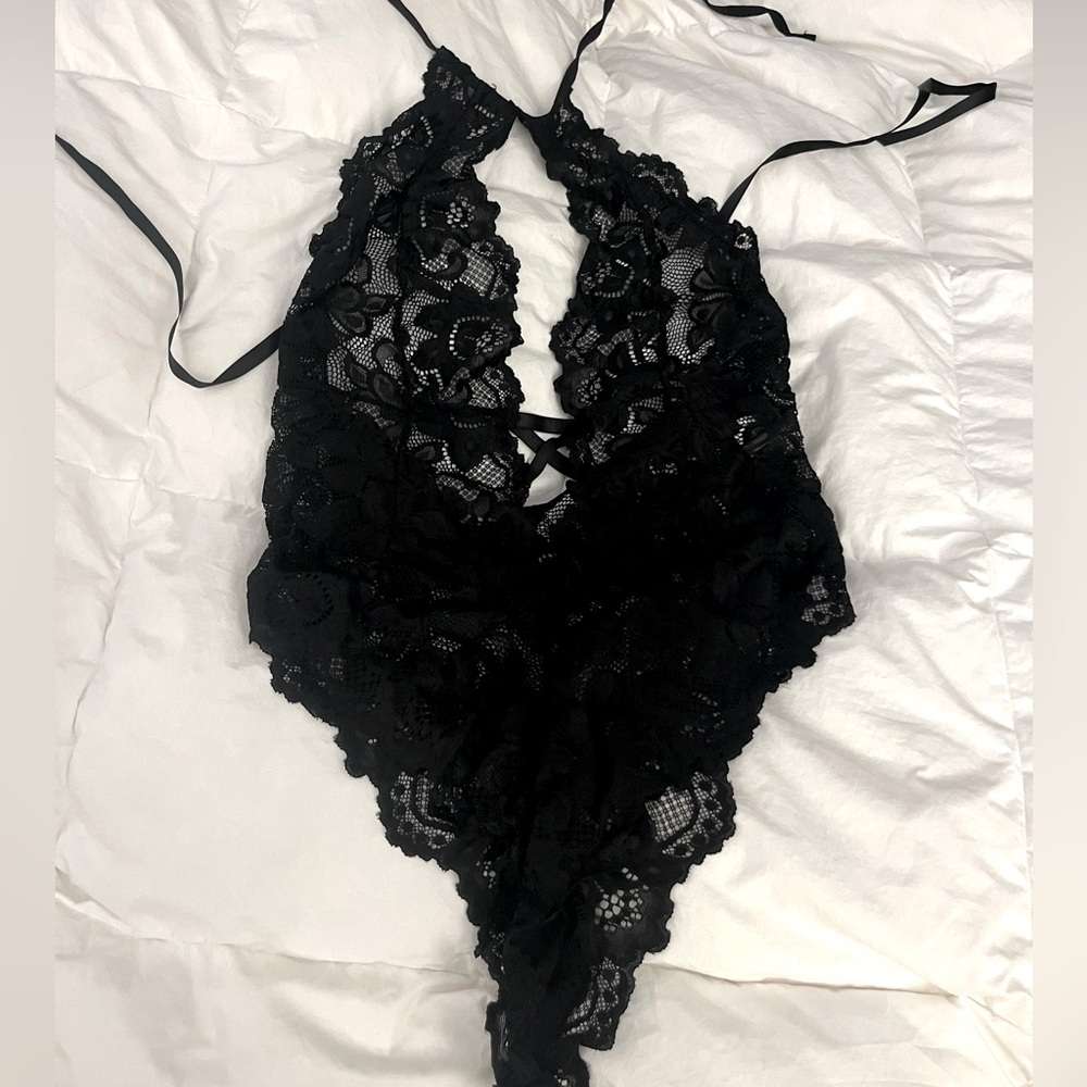 NWOT Black Halter Teddy Bodysuit